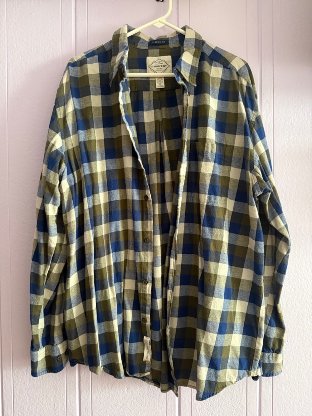 St. John's Bay Plaid Button-Down Shirt in Blue & Olive